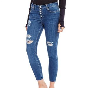 Free People Destroyed Reagan Raw Button Front Jean